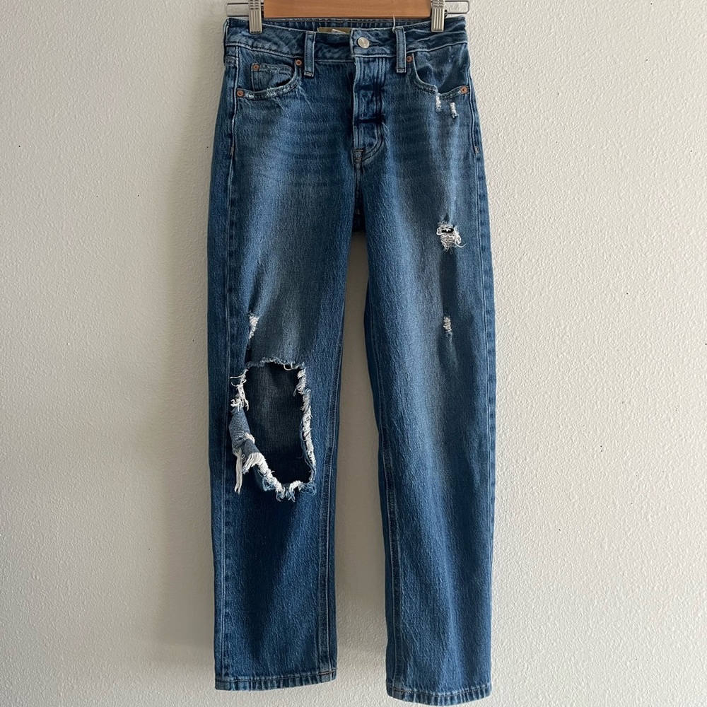 Blue Straight Leg Women Jeans